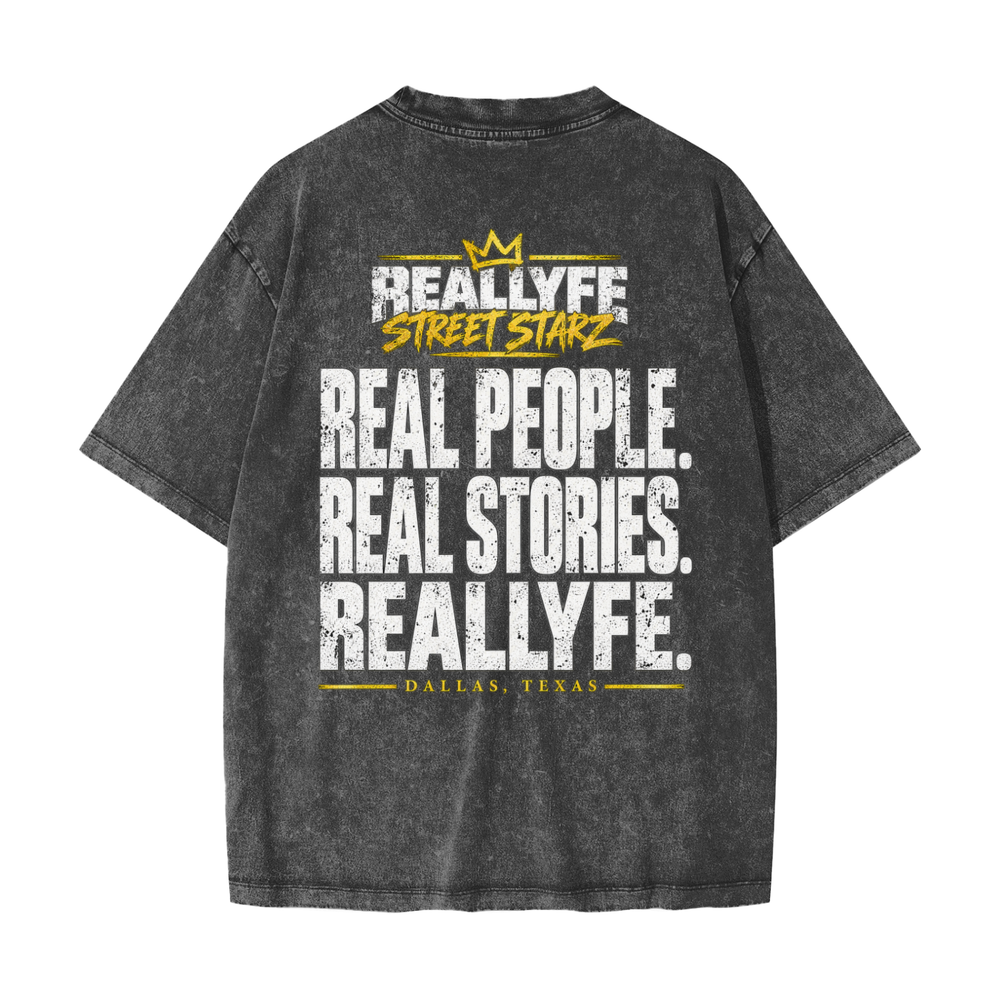 Reallyfe Street Starz — Where Legends Sit Snow Wash Tee