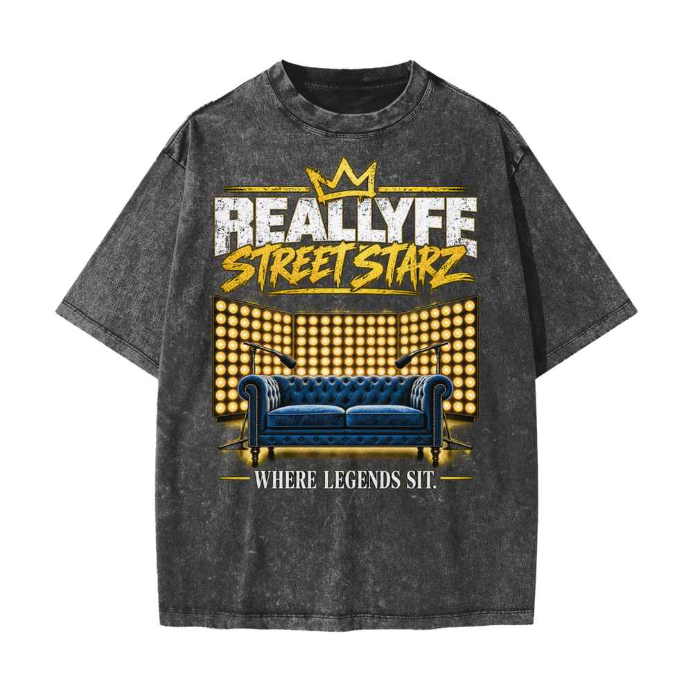 Reallyfe Street Starz — Where Legends Sit Snow Wash Tee