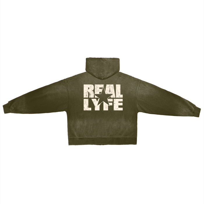 Real Lyfe Star Logo Washed Zip Hoodie