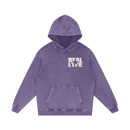 Real Lyfe Center Logo Acid-Wash Hoodie