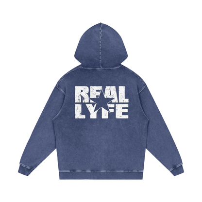 Real Lyfe Eagle Acid-Wash Hoodie — Blue