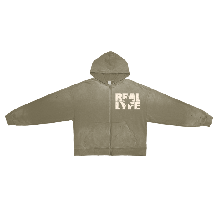 Real Lyfe Star Logo Washed Zip Hoodie