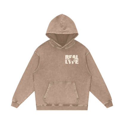 Real Lyfe Center Logo Acid-Wash Hoodie