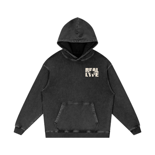 Real Lyfe Chest Logo Acid-Wash Hoodie