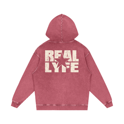 Real Lyfe Center Logo Acid-Wash Hoodie