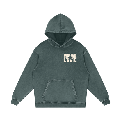 Real Lyfe Center Logo Acid-Wash Hoodie