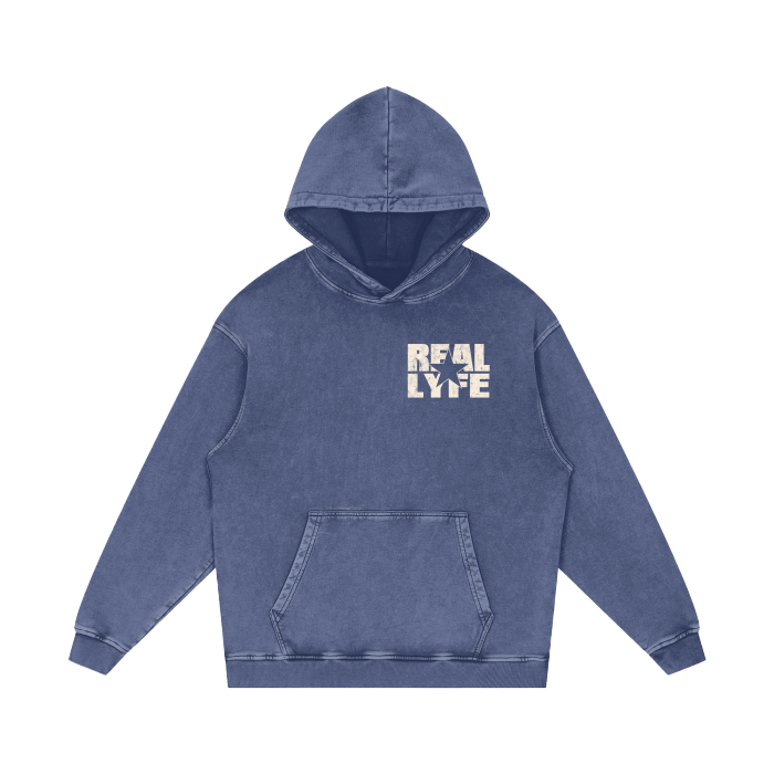 Real Lyfe Center Logo Acid-Wash Hoodie