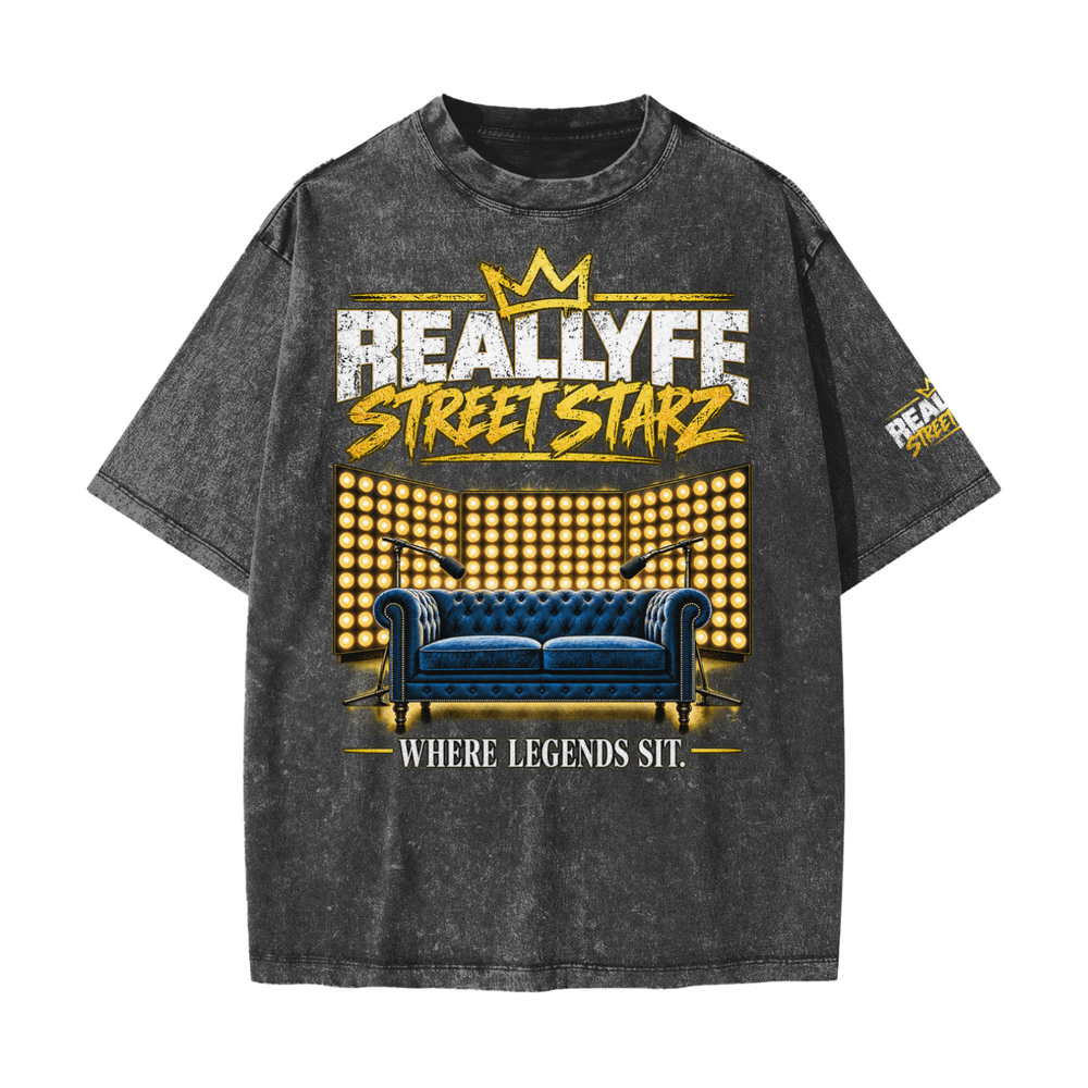 Reallyfe Street Starz — Where Legends Sit Snow Wash Tee