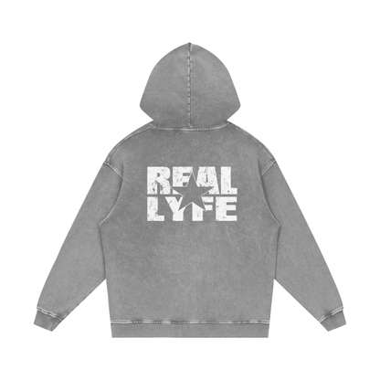 Real Lyfe Eagle Acid-Wash Hoodie — Gray