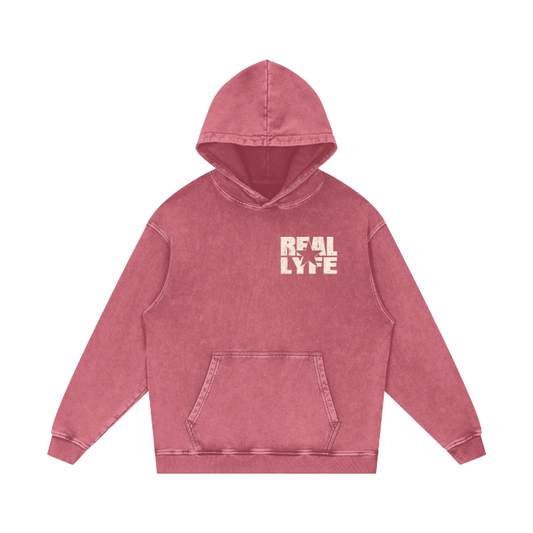 Real Lyfe Center Logo Acid-Wash Hoodie