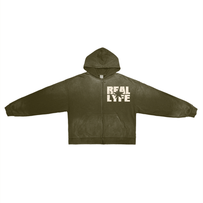Real Lyfe Star Logo Washed Zip Hoodie